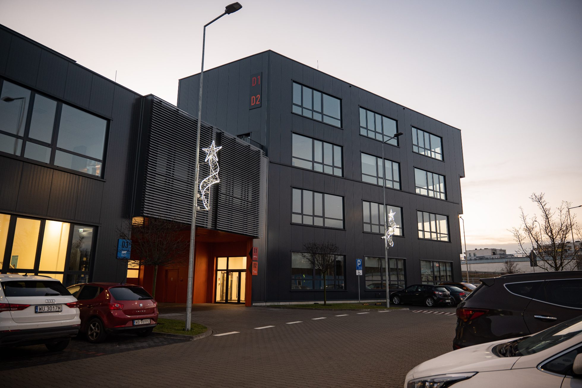 Building of Polish Aviation Academy with parking